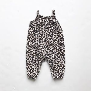 Old Navy leopard print tank jumpsuit EUC 0-3 month